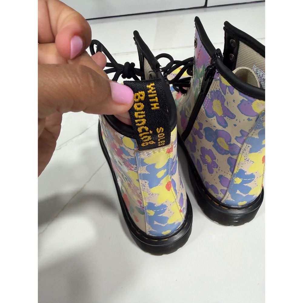 Dr. Martens 1460 Y Floral Combat Boots Kids Size 6M 7L EU 38 Multi Color Zip - Picture 5 of 9